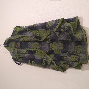 Tera Bora Green Alpaca Wool Blend Poncho Vest One Size